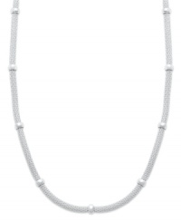 A simple, beaded silhouette creates a sophisticated look. Giani Bernini's sterling silver necklace features a mesh chain and petite beaded stations. Approximate length: 18 inches.