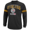 NFL Mens Pittsburgh Steelers Victory Pride IV Black/Ath Gray Heather Long Sleeve Crew Neck Colorblked Tee