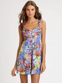 Elegantly-knotted straps and a sexy neckline finished with a whimsical butterfly print. Sweetheart necklineKnotted adjustable strapsEmpire waistAbout 31½ from shoulder to hem90% viscose/10% elastaneHand washMade in Italy Elegantly-knotted straps and a sexy neckline finished with a whimsical butterfly print. Sweetheart necklineKnotted adjustable strapsEmpire waistAbout 31½ from shoulder to hem90% viscose/10% elastaneHand washMade in Italy