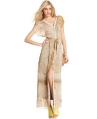Get on course for summer with this map-printed RACHEL Rachel Roy chiffon maxi dress -- perfect for a global-chic look!