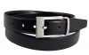 TUMI Mens Reversible Leather Belt Black Textured and Smooth.