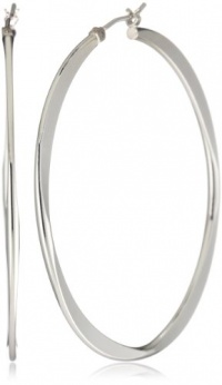 Nine West Hoopla Silver-Tone Wavy Large Textured Click-It Hoop Earrings