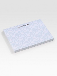 A thoughtful touch for a scribbled list or a friendly note, personalized with any name you choose and a faded pattern on every page. Perfect gift idea 150 sheets Made of heavyweight paperboard 10W X 7H Made in USAFOR PERSONALIZATION Select a quantity, then scroll down and click on PERSONALIZE & ADD TO BAG to choose and preview your personalization options. Please allow 2 weeks for delivery. A thoughtful touch for a scribbled list or a friendly note, personalized with any name you choose and a faded pattern on every page. Perfect gift idea 150 sheets Made of heavyweight paperboard 10W X 7H Made in USAFOR PERSONALIZATION Select a quantity, then scroll down and click on PERSONALIZE & ADD TO BAG to choose and preview your personalization options. Please allow 2 weeks for delivery.