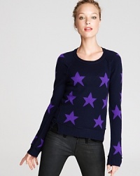 Electric-hued stars light up this playful Aqua Cashmere sweater, perfect for weekends when the city is your playground and skinny jeans are your partner-in-crime. Electric-hued stars light up this playful Aqua Cashmere sweater, perfect for weekends when the city is your playground and skinny jeans are your partner-in-crime.