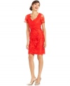 Tahari by ASL transforms a lovely lace dress into something even more charismatic with this polished red hue.