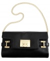 Opt for understated elegance with this captivating clutch design from MICHAEL Michael Kors. Crafted from sumptuous leather, signature golden hardware and belted detailing, its interior offers plenty of discrete pockets to keep evening essentials safe and secure.