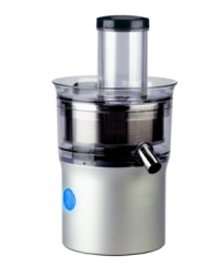 Relish in 1 quart of fresh juice in 1 minute with this high-powered extractor, featuring a large feed tube that makes cutting and slicing of whole fruits unnecessary! Centrifugal juicing separates pulp out into the patented collecting system for easy removal and cleanup. 1-year warranty. Model DJE950. Relish in 1 quart of fresh juice in 1 minute with this high-powered extractor, featuring a large feed tube that makes cutting and slicing of whole fruits unnecessary! Centrifugal juicing separates pulp out into the patented collecting system for easy removal and cleanup. 1-year warranty. Model DJE950.