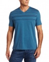 Perry Ellis Men's Variegated Stripe V-Neck Tee