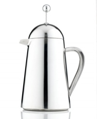 The double walled stainless steel body and lid of this coffee press trap in the rich flavor and intoxicating aromas of your favorite brew, keeping your beverage hotter 3 times longer than your conventional press. Add an attractive accent to any space with the polished appeal of this press. Lifetime warranty. The double walled stainless steel body and lid of this coffee press trap in the rich flavor and intoxicating aromas of your favorite brew, keeping your beverage hotter 3 times longer than your conventional press. Add an attractive accent to any space with the polished appeal of this press. Lifetime warranty.