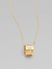 From the Icon Twirl Collection. A signature GG barrel pendant in polished 18k gold hangs from a delicate chain link.18k yellow gold Adjustable length, about 15, 15¾ & 16½ Pendant width, about ¼ Lobster clasp closure Imported From the Icon Twirl Collection. A signature GG barrel pendant in polished 18k gold hangs from a delicate chain link.18k yellow gold Adjustable length, about 15, 15¾ & 16½ Pendant width, about ¼ Lobster clasp closure Imported