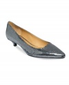 The alluring texture of Isaac Mizrahi New York's Gabriel kitten heels pumps makes this pair a little dressier than most.
