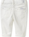 7 For All Mankind Baby-Girls Infant Front Closure Denim Crop and Roll Pant, Clean White, 24 Months