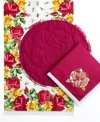 Stitched with a rose, these round Rose Bud Kiss placemats from Homewear feature quilted blooms in a machine washable blend to refresh casual tables with ease.