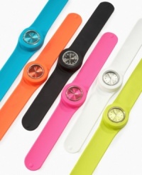 Bold and bright colors make these slap-on wristwatches fantastically flashy and fun. Bold and bright colors make these slap-on wristwatches fantastically flashy and fun.