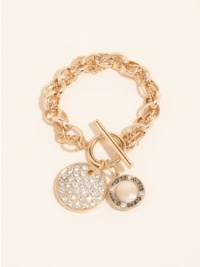 GUESS Chain Wrapped Pavé Disc Bracelet, GOLD GUESS Chain Wrapped Pavé Disc Bracelet, GOLD