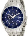 Armitron Men's 204701BLSV Silver-Tone Stainless-Steel Blue Multi-Function Dial Dress Bracelet Watch