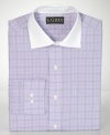 A sophisticated glen plaid in a modern slim fit gives this Lauren by Ralph Lauren dress shirt the perfect blend of classic and cool.