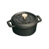 Staub Cast Iron Black Matte Mini Round French Oven 8 Oz.