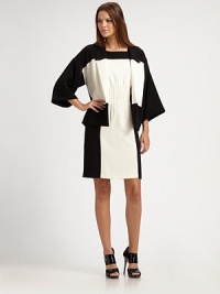Shapely, short and chic, in a handsome colorblocked design with an easy deconstructed air.Notched collar and lapelsThree-quarter kimono sleevesOpen frontSolid backAbout 23½ from shoulder to hem97% polyester/3% spandexDry cleanMade in USA Model shown is 5'9½ (176cm) wearing US size 4. Shapely, short and chic, in a handsome colorblocked design with an easy deconstructed air.Notched collar and lapelsThree-quarter kimono sleevesOpen frontSolid backAbout 23½ from shoulder to hem97% polyester/3% spandexDry cleanMade in USA Model shown is 5'9½ (176cm) wearing US size 4.