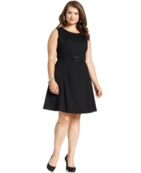 Flaunt your feminine flair with Style&co.'s sleeveless plus size dress, defined by a chic A-line shape-- it's an instant classic for your desk-to-dinner wardrobe! Flaunt your feminine flair with Style&co.'s sleeveless plus size dress, defined by a chic A-line shape-- it's an instant classic for your desk-to-dinner wardrobe!