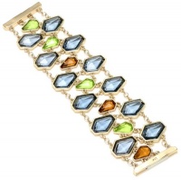 ABS By Allen Schwartz Cocktail Hour Gold-Tone Jewel Color Stones Wide Flex Bracelet ABS By Allen Schwartz Cocktail Hour Gold-Tone Jewel Color Stones Wide Flex Bracelet