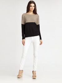 Modern colorblocking and dropped shoulders enhance this slouchy cotton classic. BoatneckDropped shouldersLong dolman sleevesCottonDry cleanImportedModel shown is 5'10 (177cm) wearing US size Small. Modern colorblocking and dropped shoulders enhance this slouchy cotton classic. BoatneckDropped shouldersLong dolman sleevesCottonDry cleanImportedModel shown is 5'10 (177cm) wearing US size Small.