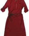 Lauren Ralph Lauren Women's Three Quarter Sleeve Belted Henley Dress (Tribal Red)