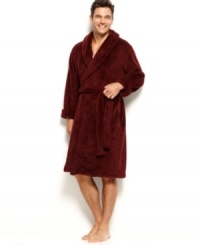 Lavish in this plush robe by Club Room and you'll be wrapped in comfort. Lavish in this plush robe by Club Room and you'll be wrapped in comfort.