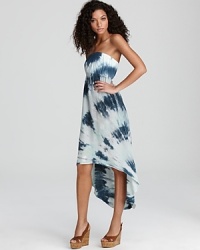 A high/low hem lends drama to this otherwise easy-breezy Hard Tail maxi dress, imbued with an inky tie-dye print. A high/low hem lends drama to this otherwise easy-breezy Hard Tail maxi dress, imbued with an inky tie-dye print.