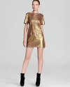 Rebecca Minkoff's Rick dress gives leather a sharp edge this season with a metal hue, sleek cut and slash pockets.