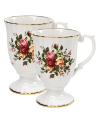 This popular bone china pattern surrounds blooming sprays of colorful English roses with hand-applied bands of 22K gold. This popular bone china pattern surrounds blooming sprays of colorful English roses with hand-applied bands of 22K gold.