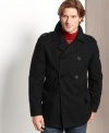 Cool-weather style just got hot with this attractive wool-blend pea coat from Nautica.