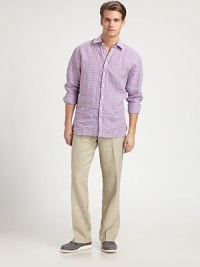 EXCLUSIVELY OURS. A summer favorite, to be worn season after season, tailored with a classic fit in remarkable linen.Drawstring tie waistButton flySide slash, back patch pocketsInseam, about 32LinenHand washImported EXCLUSIVELY OURS. A summer favorite, to be worn season after season, tailored with a classic fit in remarkable linen.Drawstring tie waistButton flySide slash, back patch pocketsInseam, about 32LinenHand washImported