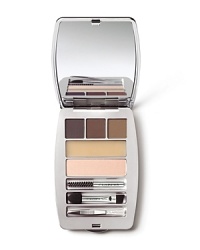 The ultimate eyebrow kit with six essential grooming tools, presented in a trendy, super-slim silver metallic compact with a built-in oversized mirror. Carry it with you everywhere for flawless, beautiful brows. Three different powders mix and match to shape and even out eyebrows.A holding wax to affix brows in place. A luminous beige eyeshadow to enhance the eyes and emphasize the shape of the brows. A double applicator for powder and wax application.An eyebrow brush to tidy brows and make-up. Mini-tweezers to keep eyebrow line clean and flawless. Great for beginners or pros. The ultimate eyebrow kit with six essential grooming tools, presented in a trendy, super-slim silver metallic compact with a built-in oversized mirror. Carry it with you everywhere for flawless, beautiful brows. Three different powders mix and match to shape and even out eyebrows.A holding wax to affix brows in place. A luminous beige eyeshadow to enhance the eyes and emphasize the shape of the brows. A double applicator for powder and wax application.An eyebrow brush to tidy brows and make-up. Mini-tweezers to keep eyebrow line clean and flawless. Great for beginners or pros.