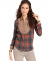 Mixed plaids make this Free People blouse a modern pick for a rustic, fall outfit -- pair it with distressed denim to complete the look!