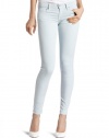 7 For All Mankind Women's Foil Floral Skinny Jean in Light Silver Aqua, Light Aqua/Silver, 28