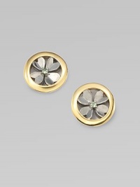 From the Clovers Collection. Graceful clover-design studs in two tones with softly hued green tsavorite garnets in the center.Tsavorite garnetGoldplated sterling silver and rhodium-plated sterling silverDiameter, about ½Post backImported From the Clovers Collection. Graceful clover-design studs in two tones with softly hued green tsavorite garnets in the center.Tsavorite garnetGoldplated sterling silver and rhodium-plated sterling silverDiameter, about ½Post backImported