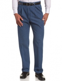 Haggar Men's Work To Weekend Expandable Waist Pleated Denim Trouser Haggar Men's Work To Weekend Expandable Waist Pleated Denim Trouser