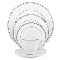 Double bands of platinum set in a distinctive Lenox pattern are an elegant accompaniment to your favorite recipes. Double bands of platinum set in a distinctive Lenox pattern are an elegant accompaniment to your favorite recipes.