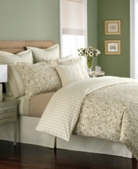 Simply soothing. In a restful palette of tan and cream, these Wildwood Flannel standard shams outfit the room in classic nature-inspired style, featuring a lovely winding floral design. Simply soothing. In a restful palette of tan and cream, these Wildwood Flannel standard shams outfit the room in classic nature-inspired style, featuring a lovely winding floral design.