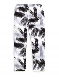 THE LOOKElastic waistbandAllover abstract printTHE MATERIAL97% polyester/3% spandexCARE & ORIGINMachine washMade in USA THE LOOKElastic waistbandAllover abstract printTHE MATERIAL97% polyester/3% spandexCARE & ORIGINMachine washMade in USA