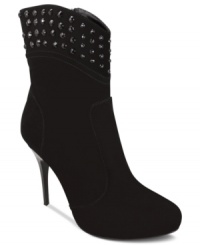 Neat lines of rhinestones add understated shine to Nina's Lillian booties. Neat lines of rhinestones add understated shine to Nina's Lillian booties.