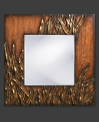 Overcome with lush grasses, this square wall mirror evokes the warmth and natural beauty of a sun-drenched pasture. Bending and overlapping in rich textural detail, each blade of grass is radiant in copper and bronze. Overcome with lush grasses, this square wall mirror evokes the warmth and natural beauty of a sun-drenched pasture. Bending and overlapping in rich textural detail, each blade of grass is radiant in copper and bronze.