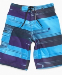 Lining and lace-closure on these Hurley boardshorts keep your little fish comfortably swimming as long as you'll let him. Lining and lace-closure on these Hurley boardshorts keep your little fish comfortably swimming as long as you'll let him.