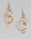 This organically designed style features multi-layered hoops in 18k gold and sterling silver with 18k rose goldplating. 18k gold and sterling silver with 18k rose goldplatingLength, about 2½Hook backImported 