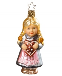 Celebrate the holidays with a favorite fairy-tale character. This Gretel Christmas ornament is specially hand-painted with precision only from Inge-Glas. Mouth-blown in Germany for superior detail and lasting beauty. Celebrate the holidays with a favorite fairy-tale character. This Gretel Christmas ornament is specially hand-painted with precision only from Inge-Glas. Mouth-blown in Germany for superior detail and lasting beauty.