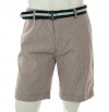 Club Room Vertical Stripes (Micro) Grey and white Flat Front Walking Shorts