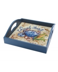 Fresh catch. See your food in a nautical setting with the vivid illustration and wooden pier motif of this Seafood Market serving tray. A tiled interior adds to its rustic charm. From Certified International serveware. Fresh catch. See your food in a nautical setting with the vivid illustration and wooden pier motif of this Seafood Market serving tray. A tiled interior adds to its rustic charm. From Certified International serveware.
