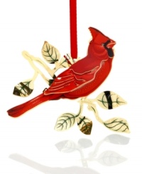 The cardinal has long been a symbol of Christmas cheer and ChemArt presents this beautifully detailed crimson bird atop a golden bough as an eye-catching ornament. In 24k gold-plated brass. The cardinal has long been a symbol of Christmas cheer and ChemArt presents this beautifully detailed crimson bird atop a golden bough as an eye-catching ornament. In 24k gold-plated brass.