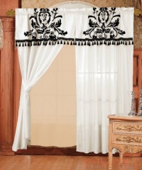 Chezmoi 2 Panel Black and White Floral Window Curtain/Drape Set with Valance-treatment Drapery Chezmoi 2 Panel Black and White Floral Window Curtain/Drape Set with Valance-treatment Drapery